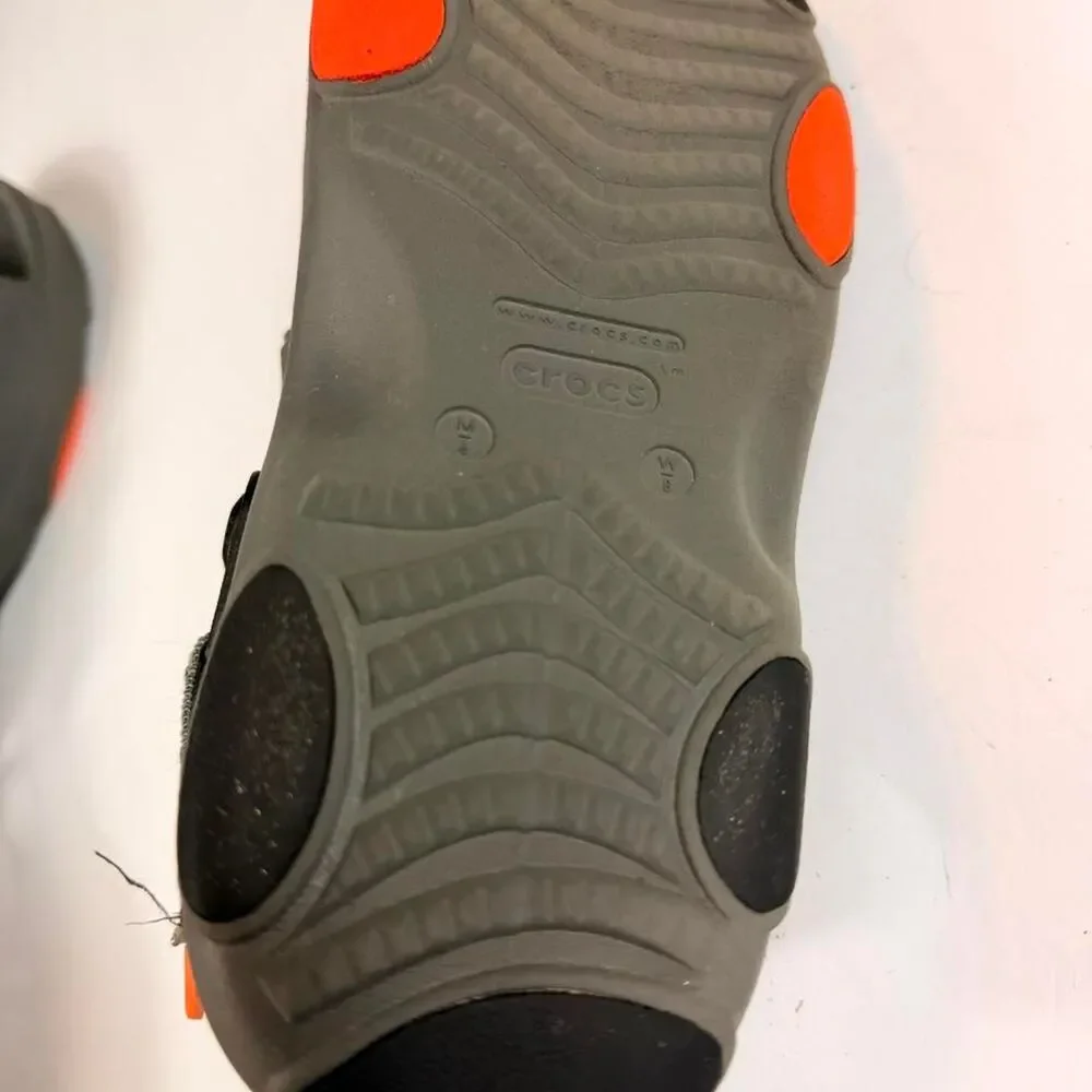 Crocs Men's Grey and Black Sandals